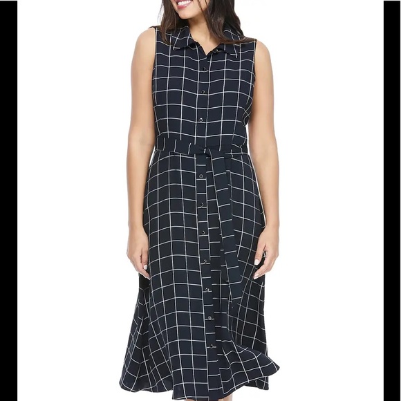 MAGGY LONDON Courtney Windowpane Midi Shirtdress - Picture 8 of 13